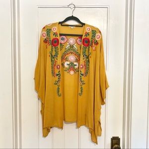 Embroidered Kimono in Mustard